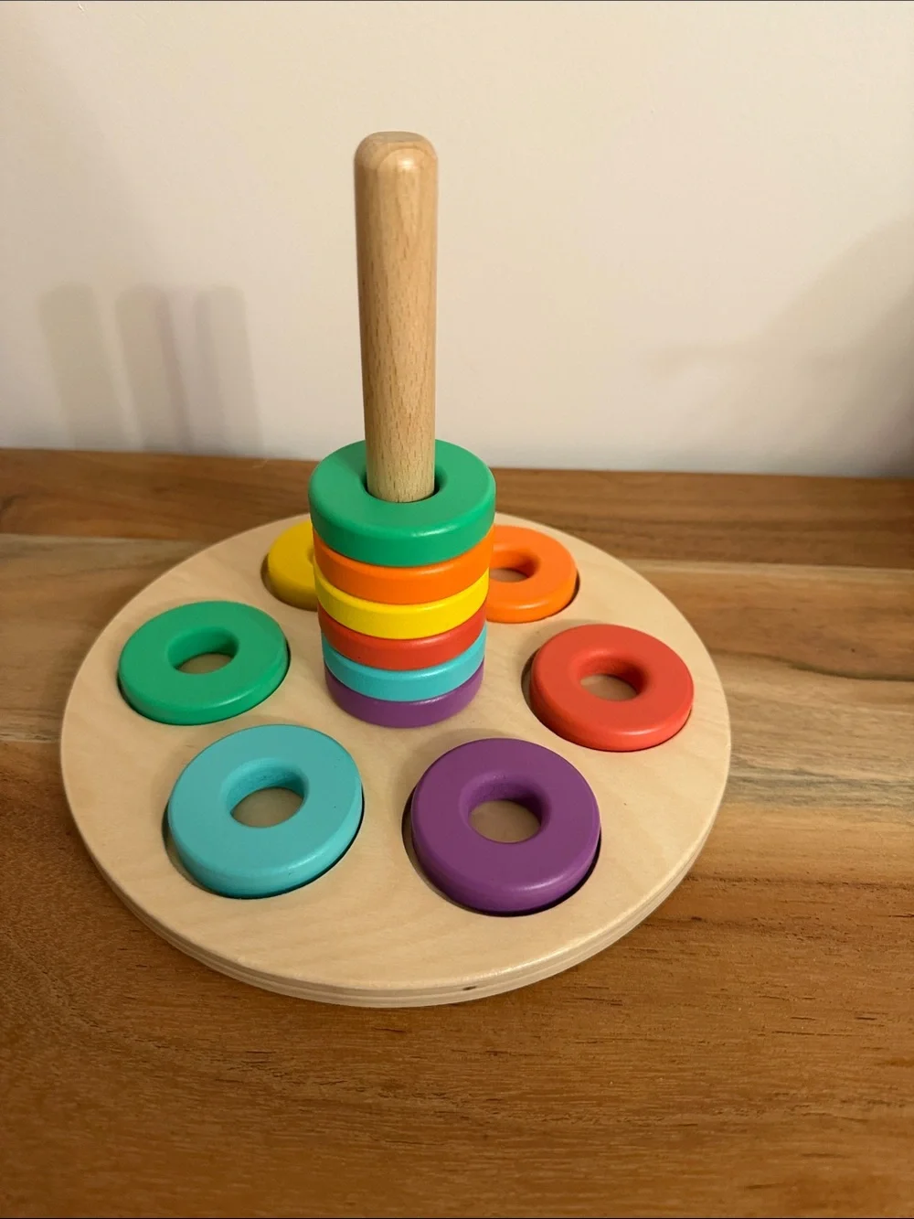 Lovevery flexible wooden stacker complete with 12 rings from babbler kit